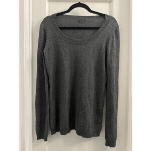 Theory Scoop Neck Gray Cashmere Knit Long Sleeve Pullover Sweater size Large